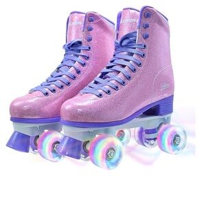 NWOT Pink and Purple Big Girls Roller Skates- Flashing Wheels